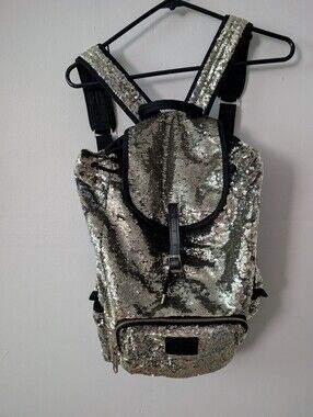 Victoria's Secret PINK Reversible Gold Sequin Campus Drawstring Backpack